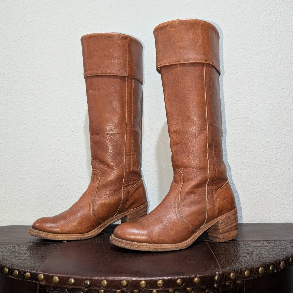 FRYE True Vintage Campus Tall Cuff Brown Boot size 7.5 - Picture 3 of 14